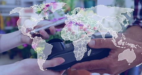 Global Mobile Payments Concept with Integrated World Map