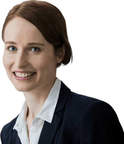 Transparent confident cheerful businesswoman close-up portrait