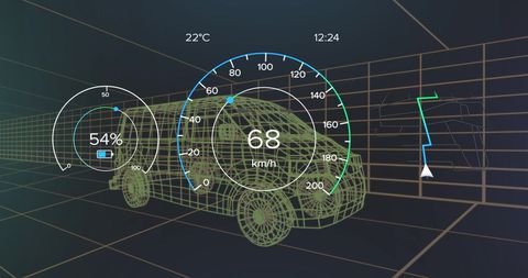 Digital Dashboard Concept with Electric Van Visualization - Download Free Stock Images Pikwizard.com
