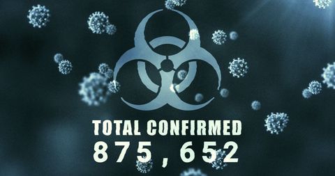 Biohazard Sign with Covid-19 Macro Cells and Rising Case Count - Download Free Stock Images Pikwizard.com