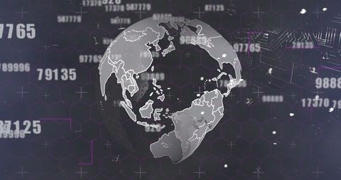 Futuristic Digital Globe Surrounded By Changing Data Numbers - Download Free Stock Images Pikwizard.com
