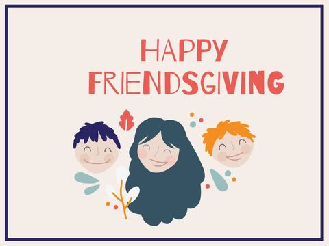 Happy Friendsgiving with Cheerful Cartoon Friends - Download Free Stock Templates Pikwizard.com