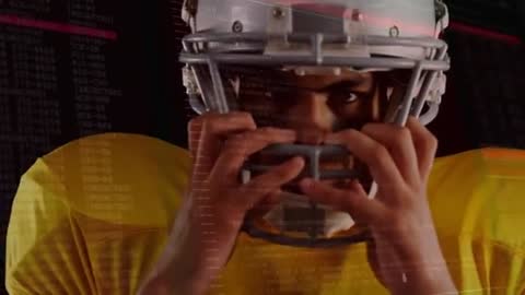 Athlete Preparing for Game with Technological Overlay