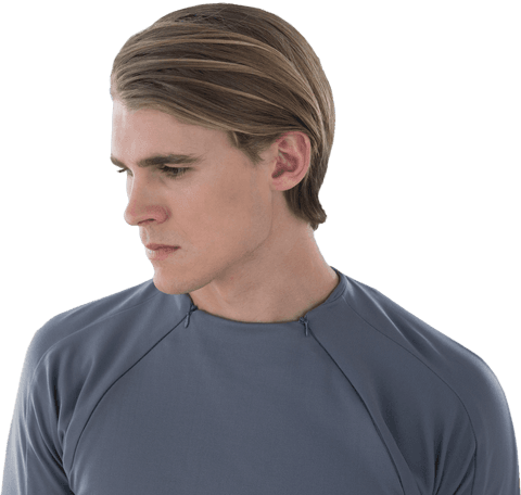 Contemplative young man in business attire on transparent background