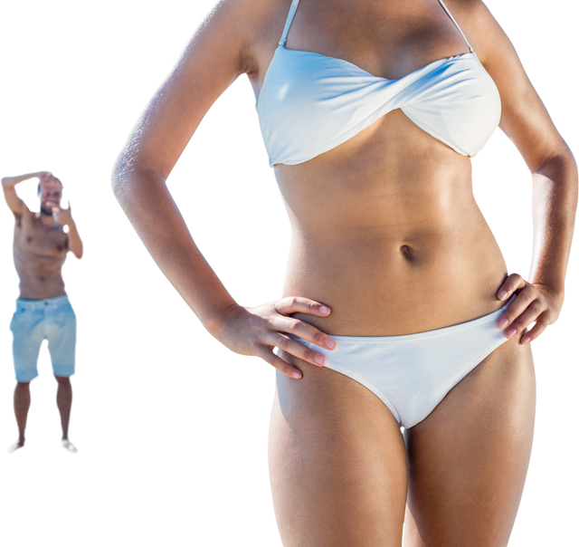 Mid Section of Woman in Bikini and Man in Shorts Isolated on Transparent Background - Download Free Stock Videos Pikwizard.com