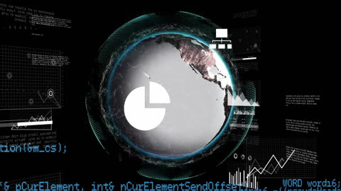 Futuristic Data Process Animation with Global Network Theme