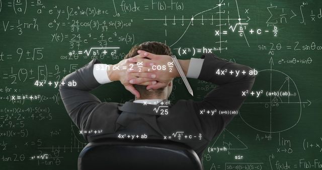 Composite of mathematical equations over caucasian businessman - Download Free Stock Photos Pikwizard.com