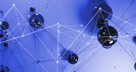 Abstract Digital Connections with Glass Spheres on Blue Background - Download Free Stock Images Pikwizard.com