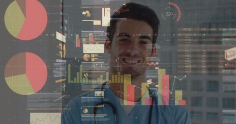 Innovative Medical Technology: Doctor Overlaid with Data Analytics