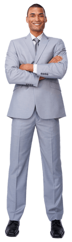 Happy Biracial Businessman Smiling Arms Crossed Transparent Background