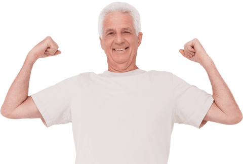 cheerful senior man flexing arms transparent background - Download Free Stock Videos Pikwizard.com