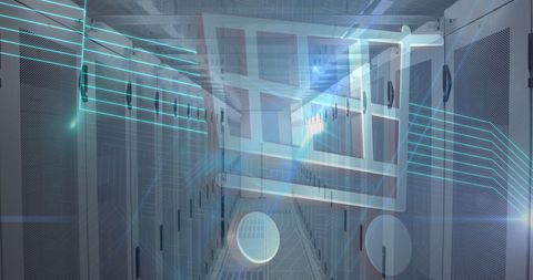 Futuristic Online Shopping Checkout in Virtual Server Room - Download Free Stock Images Pikwizard.com
