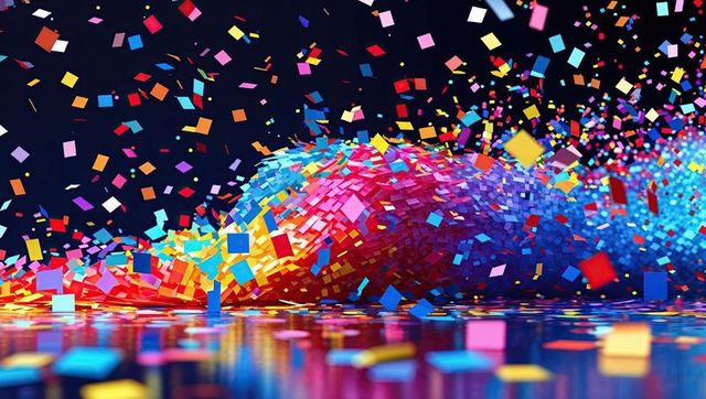 Vibrant Wave of Colorful Confetti in Motion