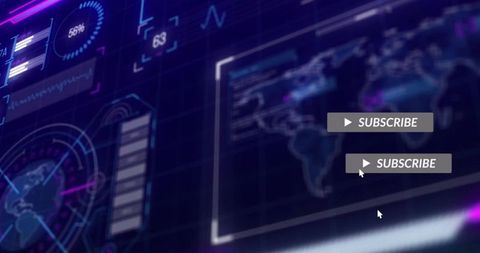 Futuristic Technology Interface with World Map and Subscribe Icons - Download Free Stock Images Pikwizard.com