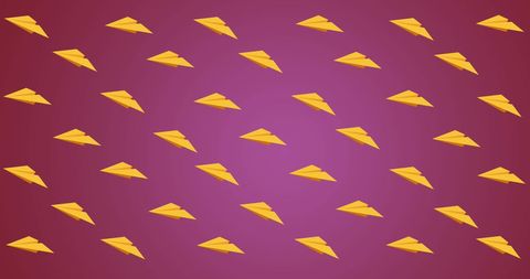 Yellow Paper Airplanes on Pink Background