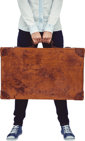 Transparent Hipster Holding Vintage Suitcase Stylish Fashion - Download Free Stock Videos Pikwizard.com