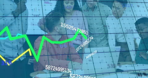 Business Team Analyzing Data with Emerging Digital Statistics