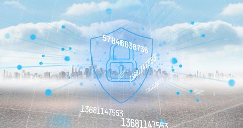Digital Security Padlock Overlaying Urban Cityscape - Download Free Stock Images Pikwizard.com