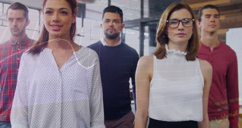 Diverse Business Team with Financial Data Animation