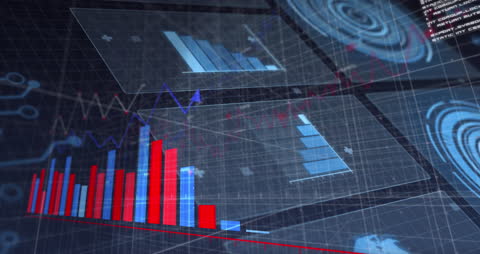 Futuristic Digital Finance Data Interface with Graphs