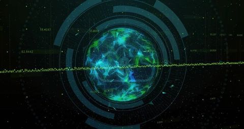 Futuristic Neon-Green Low-Poly Digital Interface