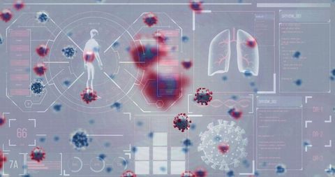 3d coronavirus visualization with futuristic hud interface