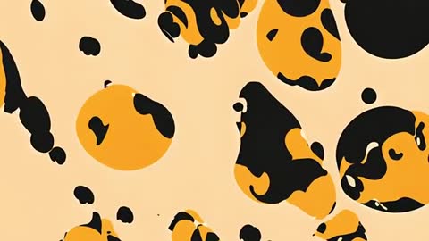 Abstract Black and Orange Geometric Shapes on Beige