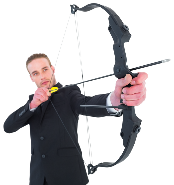 Determined Businessman Shooting Transparent Bow and Arrow for Precision - Download Free Stock Videos Pikwizard.com