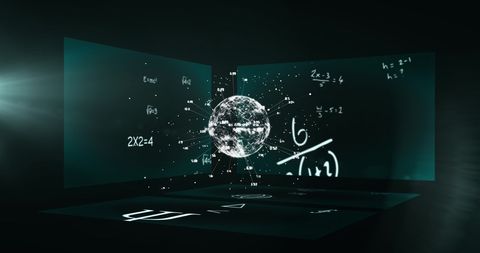 Digital Globe with Floating Mathematical Equations - Download Free Stock Images Pikwizard.com