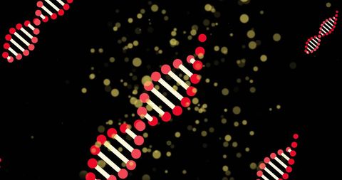 Abstract DNA Helix on Black Background with Filling Particles