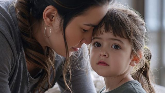 Mother comforting daughter during quiet moment at home, close-up emotional connection