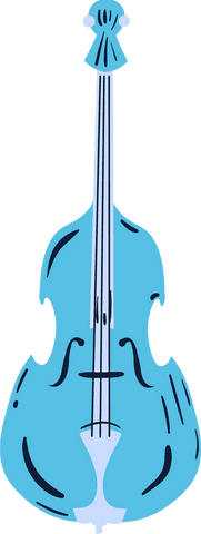Blue cello-like instrument illustration on transparent background