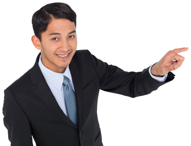 Transparent Businessman Pointing with Confidence and Enthusiasm - Download Free Stock Videos Pikwizard.com