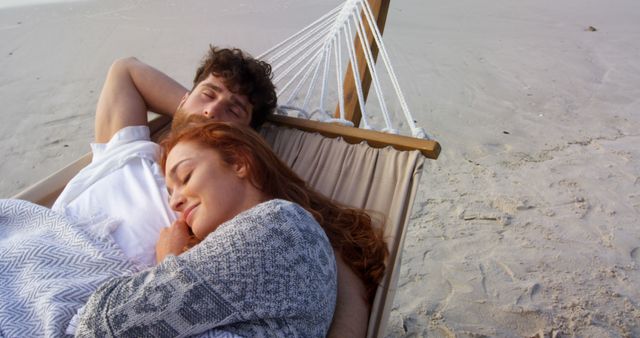 Romantic Couple Relaxing in Hammock on Beach - Download Free Stock Images Pikwizard.com