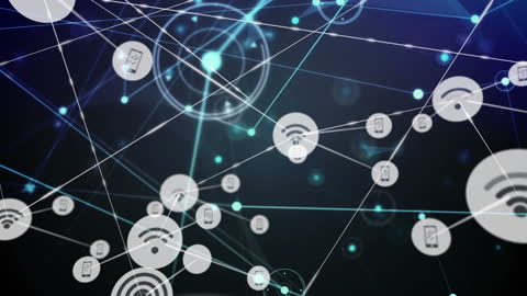 Futuristic Network Connection Visualization with Digital Icons