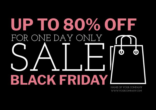 Black Friday Sale Advertisement with Up to 80 percent Off - Download Free Stock Templates Pikwizard.com