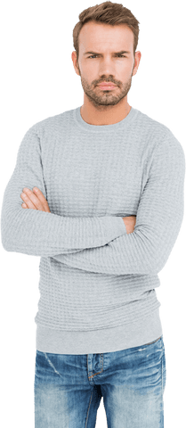 Transparent Image of Serious Man Standing with Arms Crossed