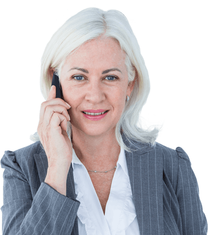 Confident Businesswoman on Mobile Phone Transparent Background