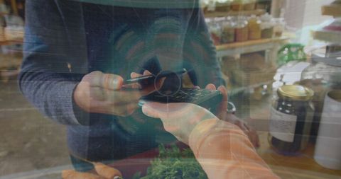 Digital Payment Man Using Smartphone Technology Interface