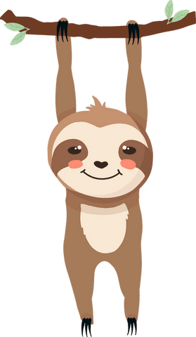 cheerful sloth hanging on tree branch transparent illustration - Download Free Stock Videos Pikwizard.com
