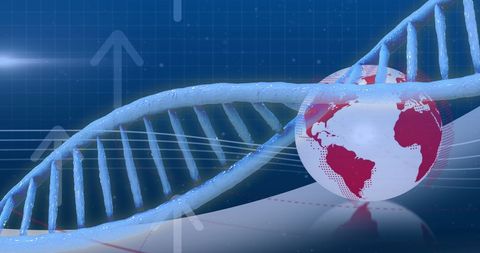 DNA and Global Data Visualization on Digital Grid Background - Download Free Stock Images Pikwizard.com