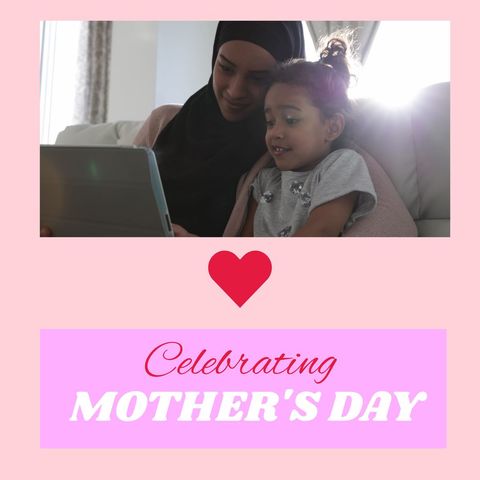 Mother and daughter bonding on mother's day reading together