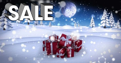 Winter-Sale Holiday Scene with Gift Boxes in Snowy Landscape - Download Free Stock Images Pikwizard.com