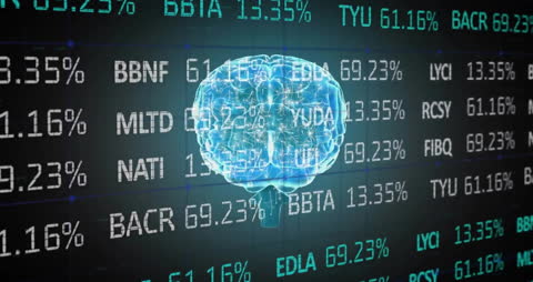 Digital Brain with Financial Data Codes Overlay