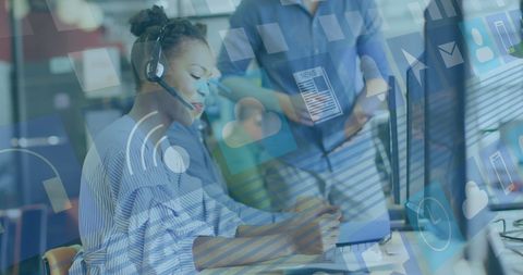 Digital Transformation in Modern Office Environment with Diverse Professionals