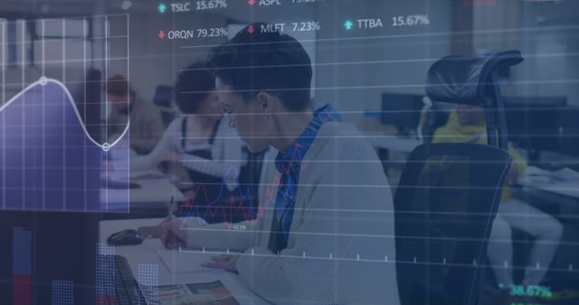 Configuring Finances in a Modern Office Setting with Data Analytics Visualizations - Download Free Stock Images Pikwizard.com