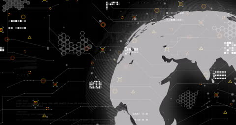 Digital Globe Animation with Data Icons and Graphics