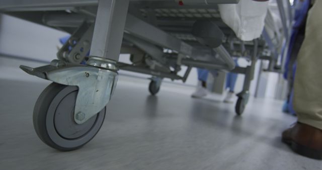 Close-up of Hospital Bed Wheel in Medical Facility - Download Free Stock Images Pikwizard.com