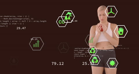 Female Athlete with Data Graphics on Sports Technology Interface