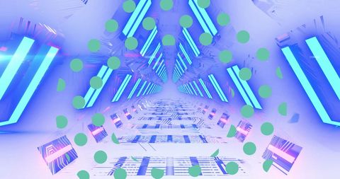 Abstract Green Dots with Futuristic Neon Lights Tunnel - Download Free Stock Images Pikwizard.com